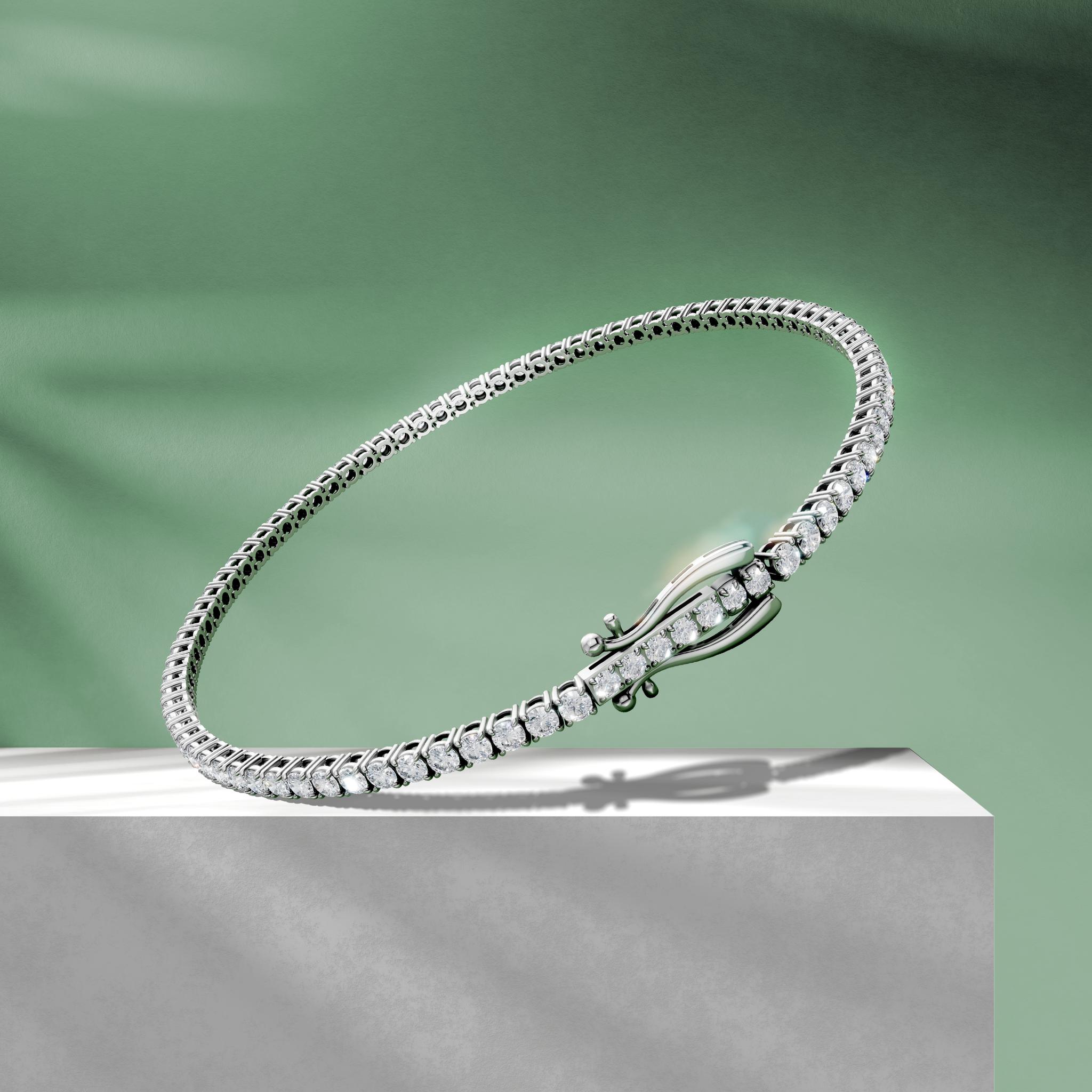 Bratara tennis din aur alb cu diamante de 2.9ct create in laborator - DAAR